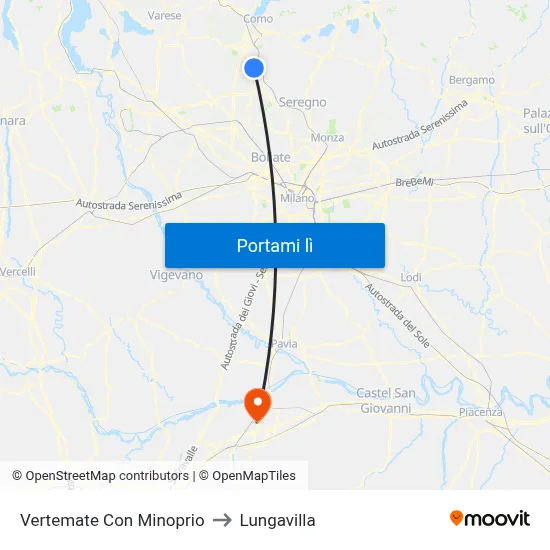 Vertemate Con Minoprio to Lungavilla map