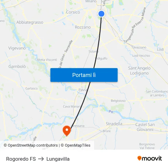 Rogoredo FS to Lungavilla map