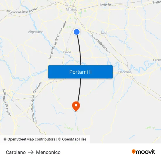 Carpiano to Menconico map