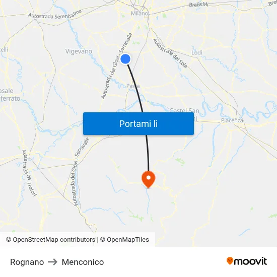 Rognano to Menconico map