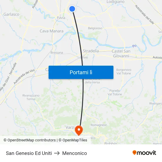 San Genesio Ed Uniti to Menconico map