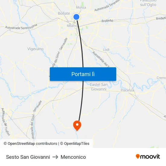 Sesto San Giovanni to Menconico map