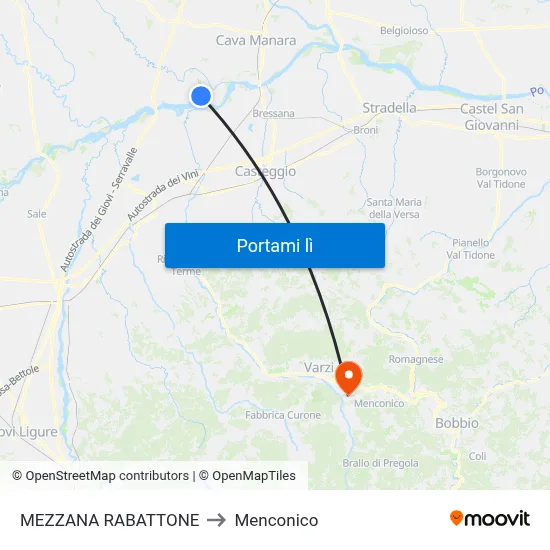 MEZZANA RABATTONE to Menconico map