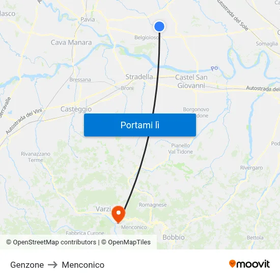 Genzone to Menconico map