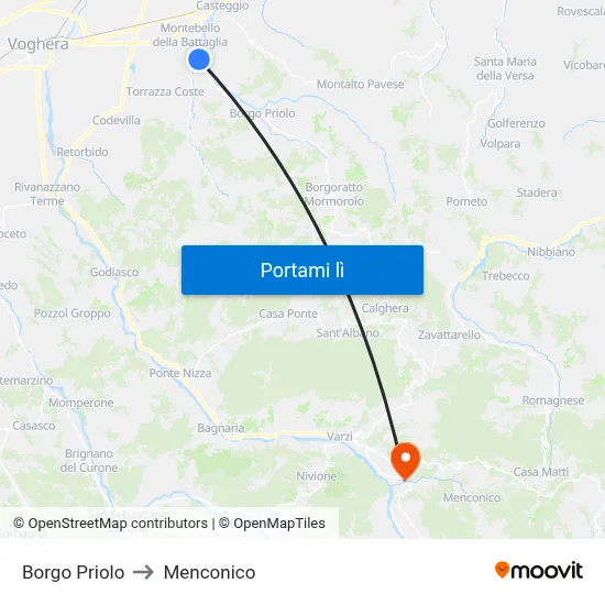 Borgo Priolo to Menconico map