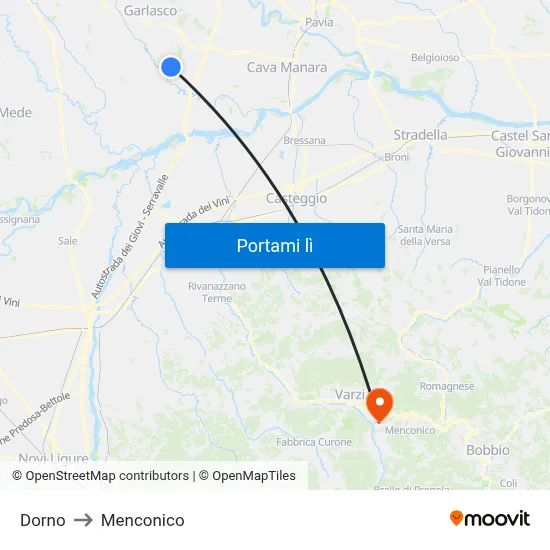 Dorno to Menconico map