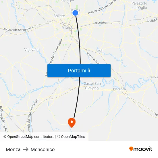 Monza to Menconico map