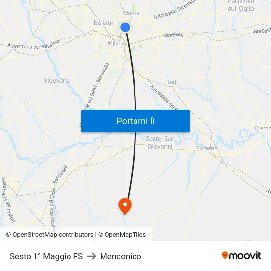 Sesto 1° Maggio FS to Menconico map