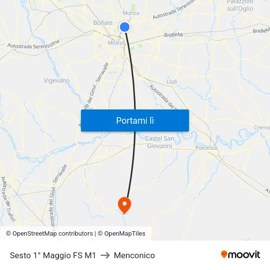 Sesto 1° Maggio FS M1 to Menconico map