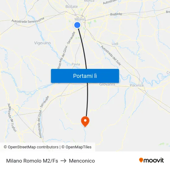 Milano Romolo M2/Fs to Menconico map