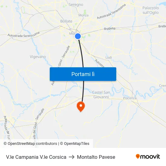 V.le Campania V.le Corsica to Montalto Pavese map