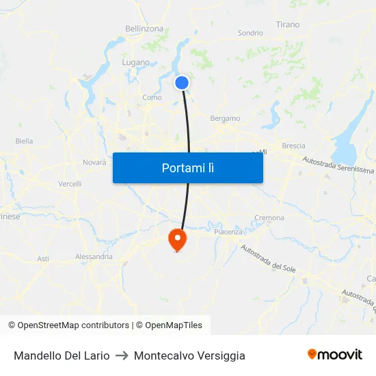 Mandello Del Lario to Montecalvo Versiggia map