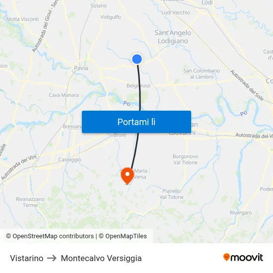 Vistarino to Montecalvo Versiggia map