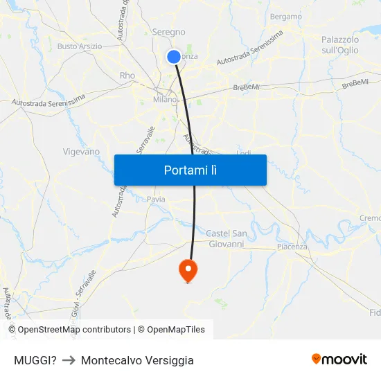 MUGGI? to Montecalvo Versiggia map