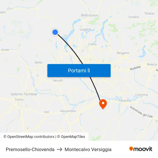 Premosello-Chiovenda to Montecalvo Versiggia map