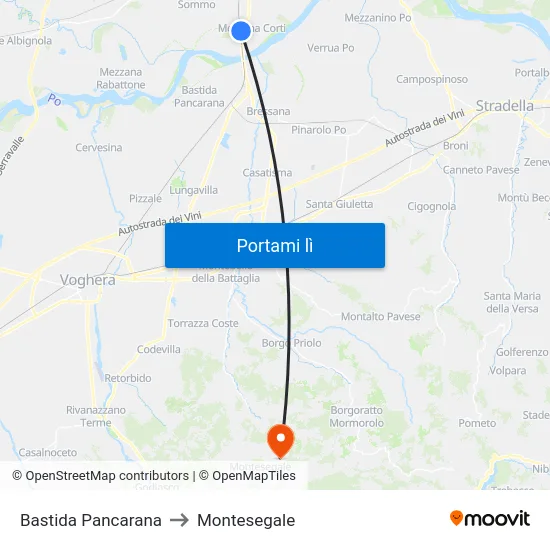 Bastida Pancarana to Montesegale map