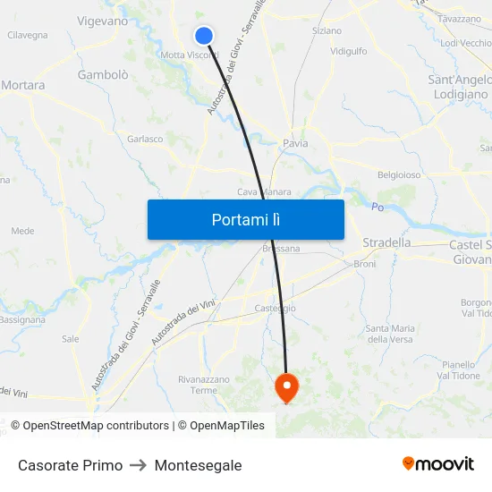Casorate Primo to Montesegale map
