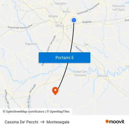 Cassina De' Pecchi to Montesegale map