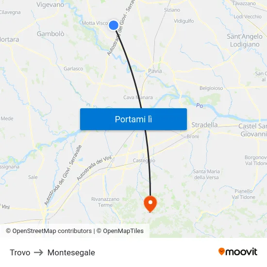 Trovo to Montesegale map