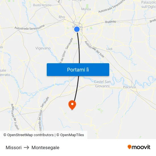 Missori to Montesegale map