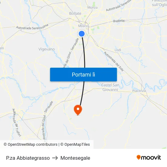 P.za Abbiategrasso to Montesegale map