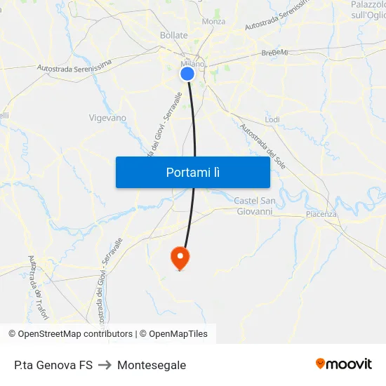 P.ta Genova to Montesegale map