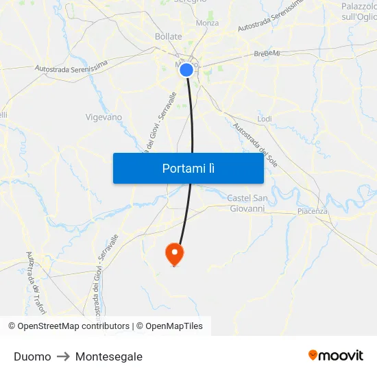 Duomo to Montesegale map