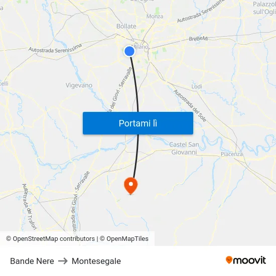 Bande Nere to Montesegale map