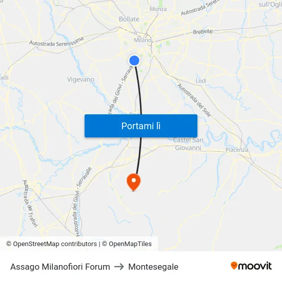 Assago Milanofiori Forum to Montesegale map