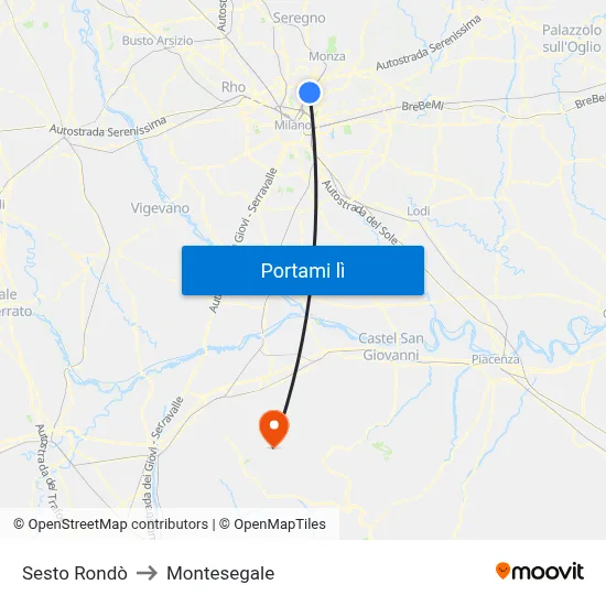 Sesto Rondò to Montesegale map