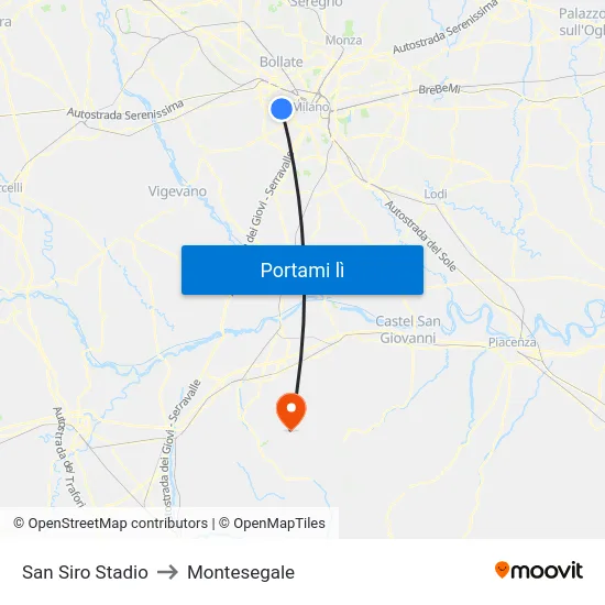 San Siro Stadio to Montesegale map