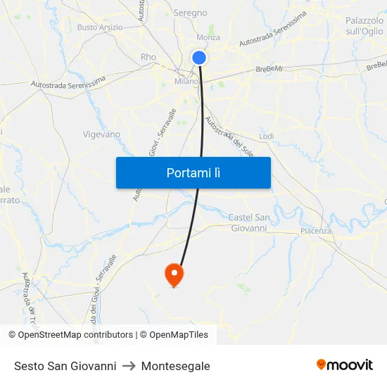 Sesto San Giovanni to Montesegale map