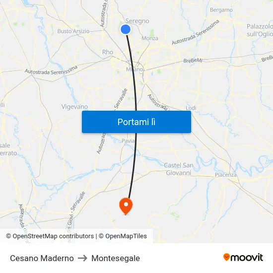Cesano Maderno to Montesegale map