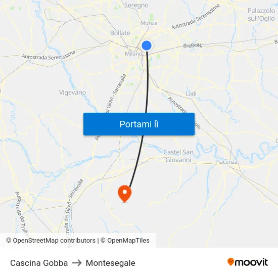 Cascina Gobba to Montesegale map