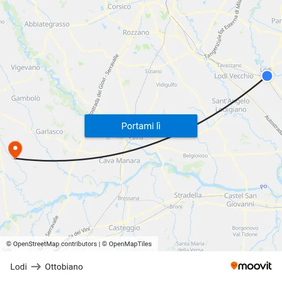 Lodi to Ottobiano map
