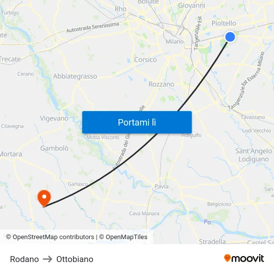 Rodano to Ottobiano map