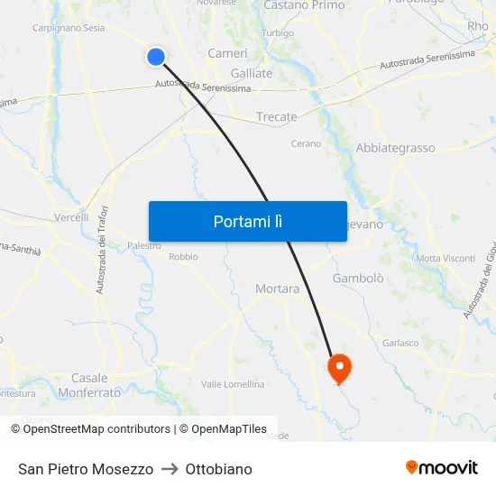 San Pietro Mosezzo to Ottobiano map