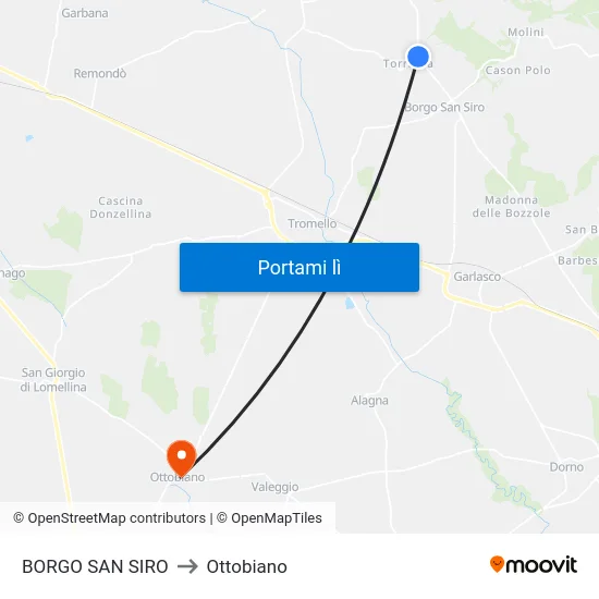 BORGO SAN SIRO to Ottobiano map