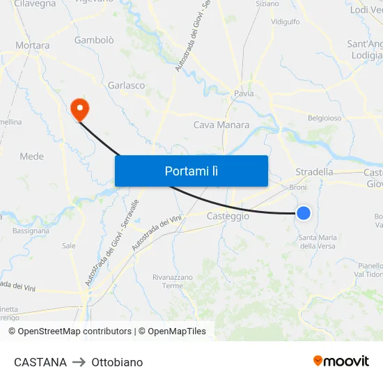 CASTANA to Ottobiano map