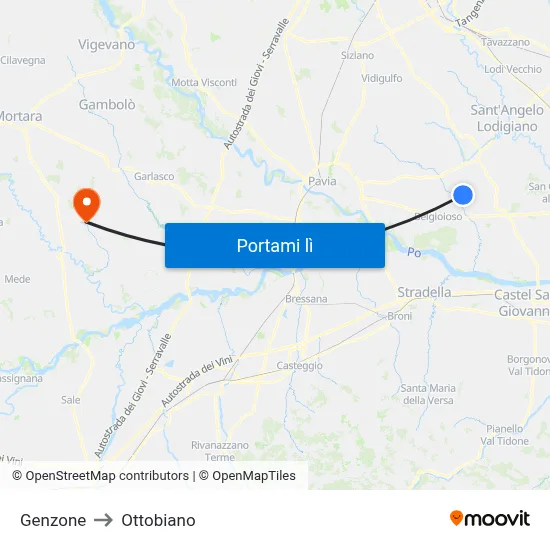 Genzone to Ottobiano map
