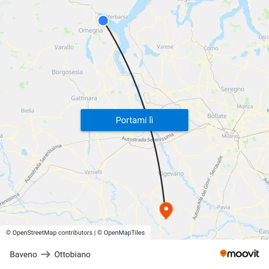 Baveno to Ottobiano map