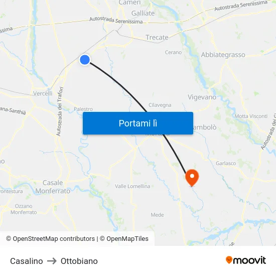 Casalino to Ottobiano map