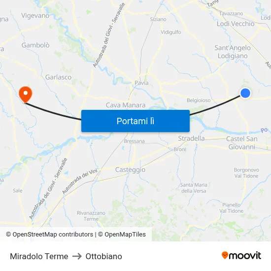 Miradolo Terme to Ottobiano map