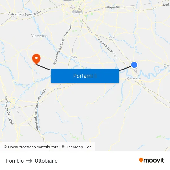 Fombio to Ottobiano map