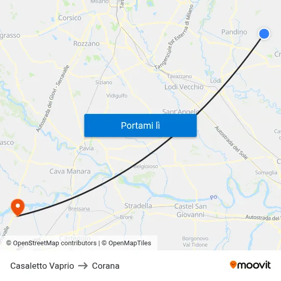Casaletto Vaprio to Corana map