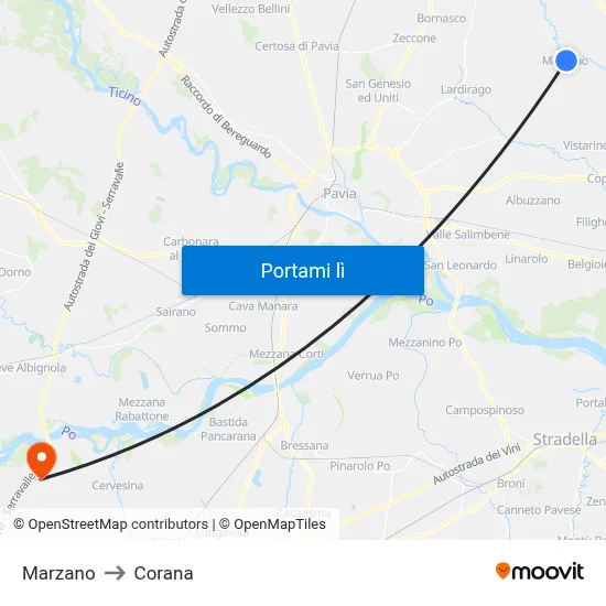 Marzano to Corana map
