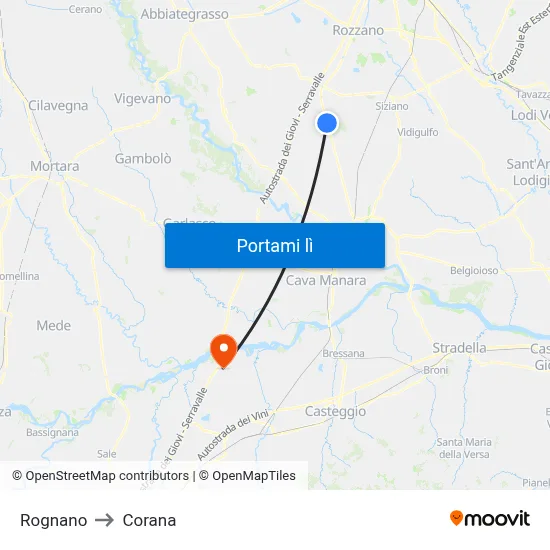 Rognano to Corana map