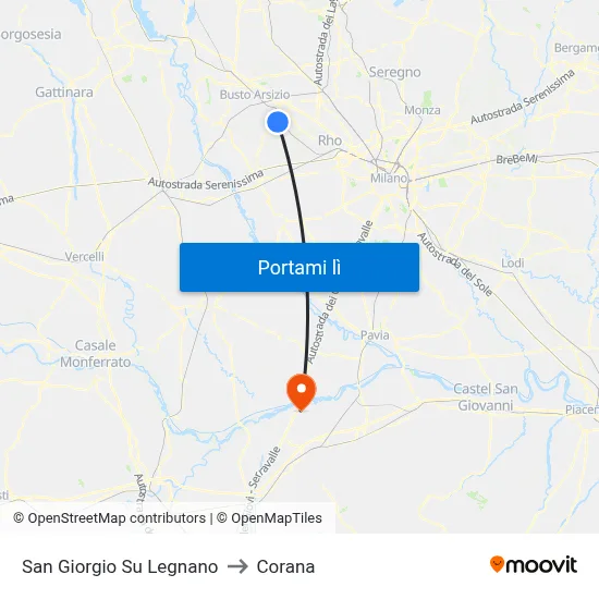 San Giorgio Su Legnano to Corana map