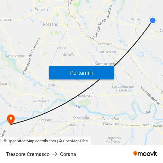 Trescore Cremasco to Corana map