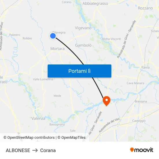 ALBONESE to Corana map